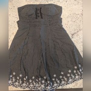 Speechless Strapless Polka Dot Dress Size 3 Black White Lace Hem Fit & Flare